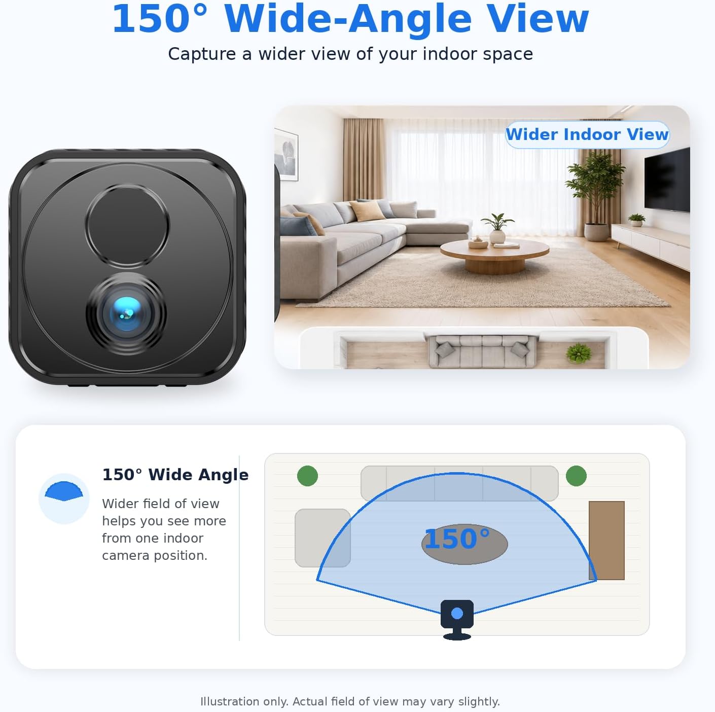 Mini Camera Wireless 4K WiFi Security Camera, Battery Powered PIR Alerts | 150° wide view for home, pet and office monitoring, 1200mAh rechargeable battery with up to 30-day standby and app control