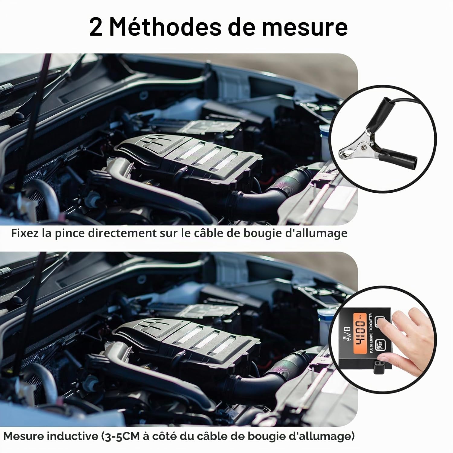 Compte-tours numérique inductif 2/4 temps avec compteur d'heures, tachymètre numérique pour moto, souffleuse à neige, motocross, tondeuse à gazon, générateur, tronçonneuse, orange