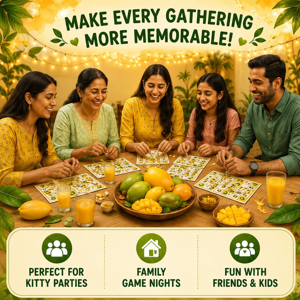 UltPult Tambola Mango Kaccha Aam Tambola Tickets Summer Theme Bingo Housie Game - More Dividends | English | Cards for Kitty Party, Friends & Family Gatherings (Set of 15 Tickets) 4