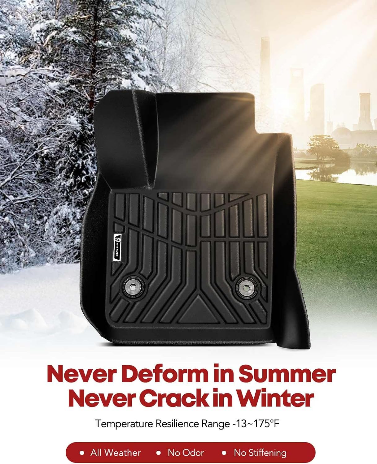 YHTAUTO Floor Mats Compatible with Cadillac XT4 2019-2025, TPE Floor Liners All-Weather Protection Custom Fit, 1st & 2nd Row, Set of 3 - Image 8