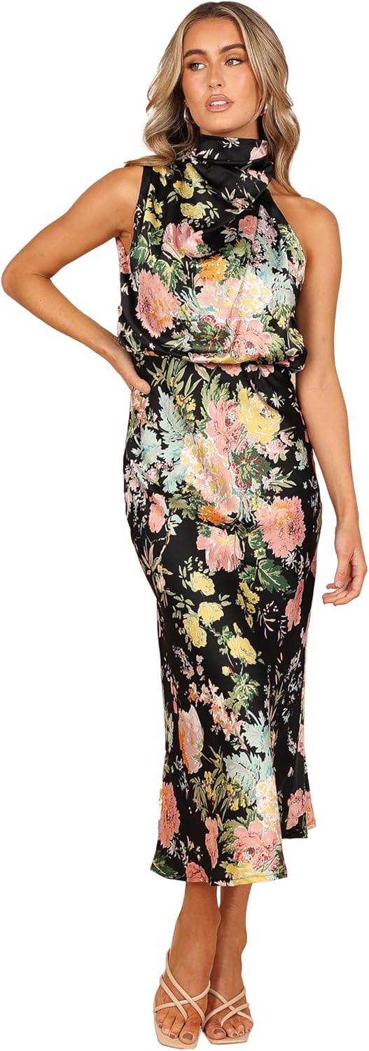 Petal & Pup Womens Anabelle Halter Neck Midi Dress