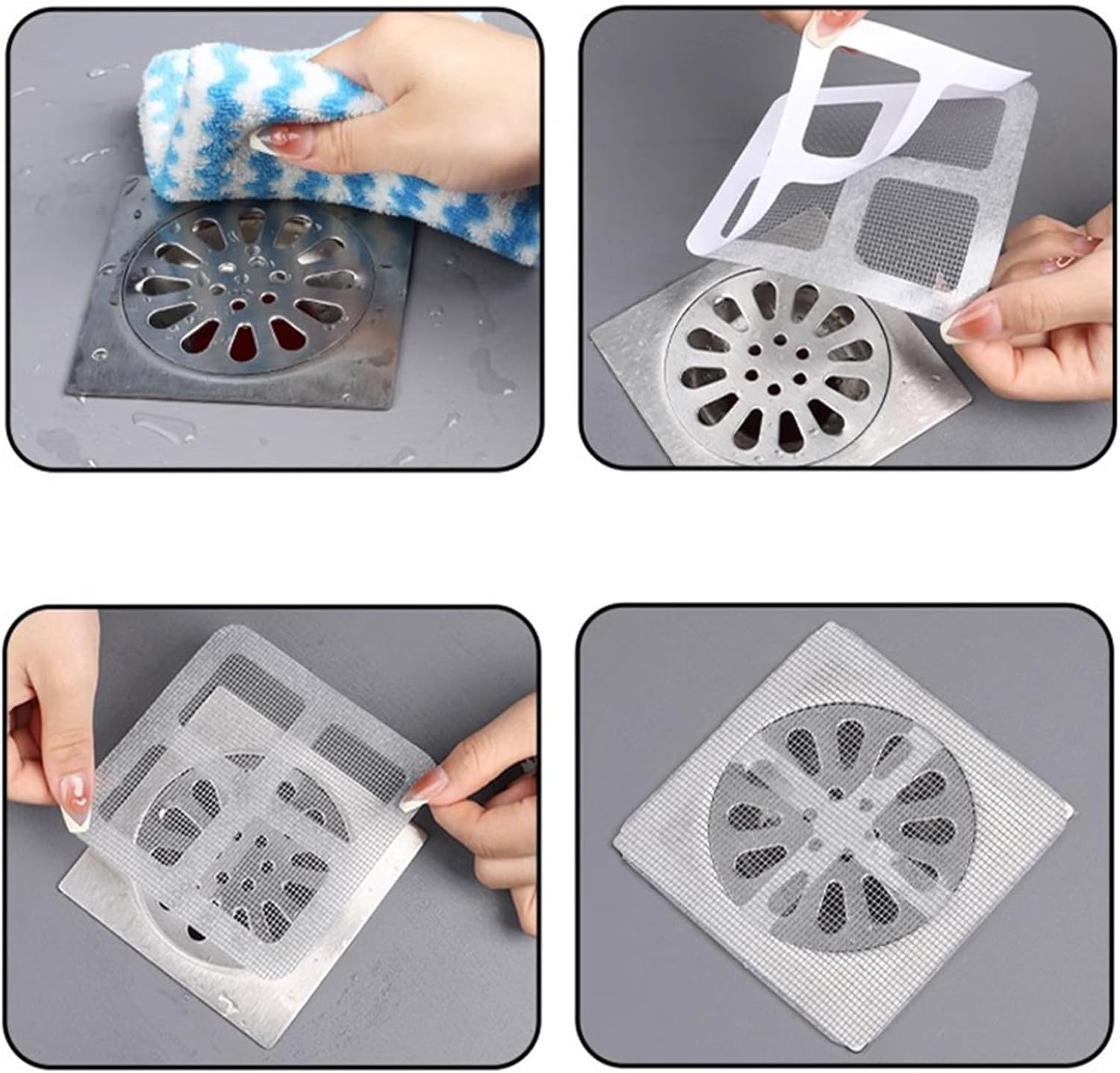 Disposable Shower Drain Cover Hair Catcher Shower Drain Mesh Stickers, Bathroom, Laundry, Bathtub, Kitchen, Hair Filter Bath Tub Drain Stopper Bathtub Drain Cover Bathroom Sink Drain Protector