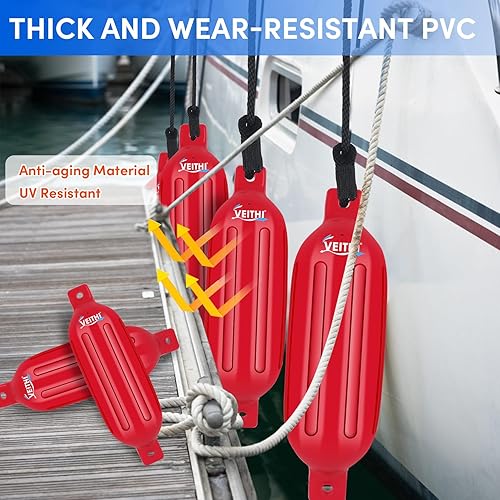 Vista 84 de Paquete de 4 defensas de barco de 4.5/5.5/6.5/8.5/8.5/10/16 pulgadas, parachoques de vinilo acanalado de doble ojo, parachoques de barco para Negro