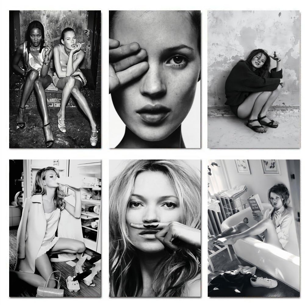 CDOKTPHJ Kate Moss Retro Canvas Posters (Set of 6) for Bedroom Wall Art Decor - 08x12inch(20x30cm) Style-4
