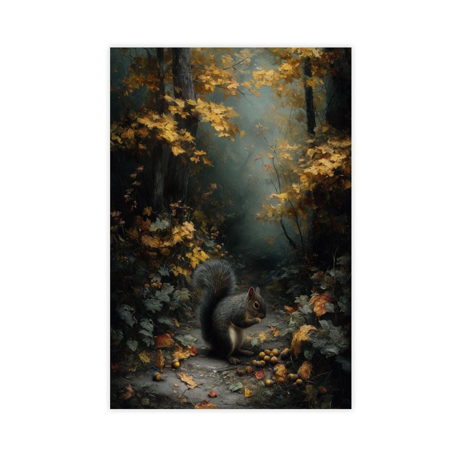 Bareronor Brown Forest Squirrel Canvas Poster Bedroom Decor Landscape Office Room Decor Gift 20" L X 30" W