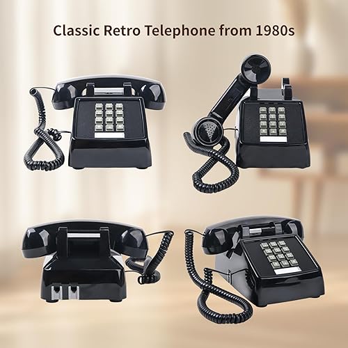 Miniatura 8 de Teléfonos analógicos retro para teléfono fijo (timbre mecánico), teléfono de escritorio vintage (compatible con ayuda de oído), teléfono de