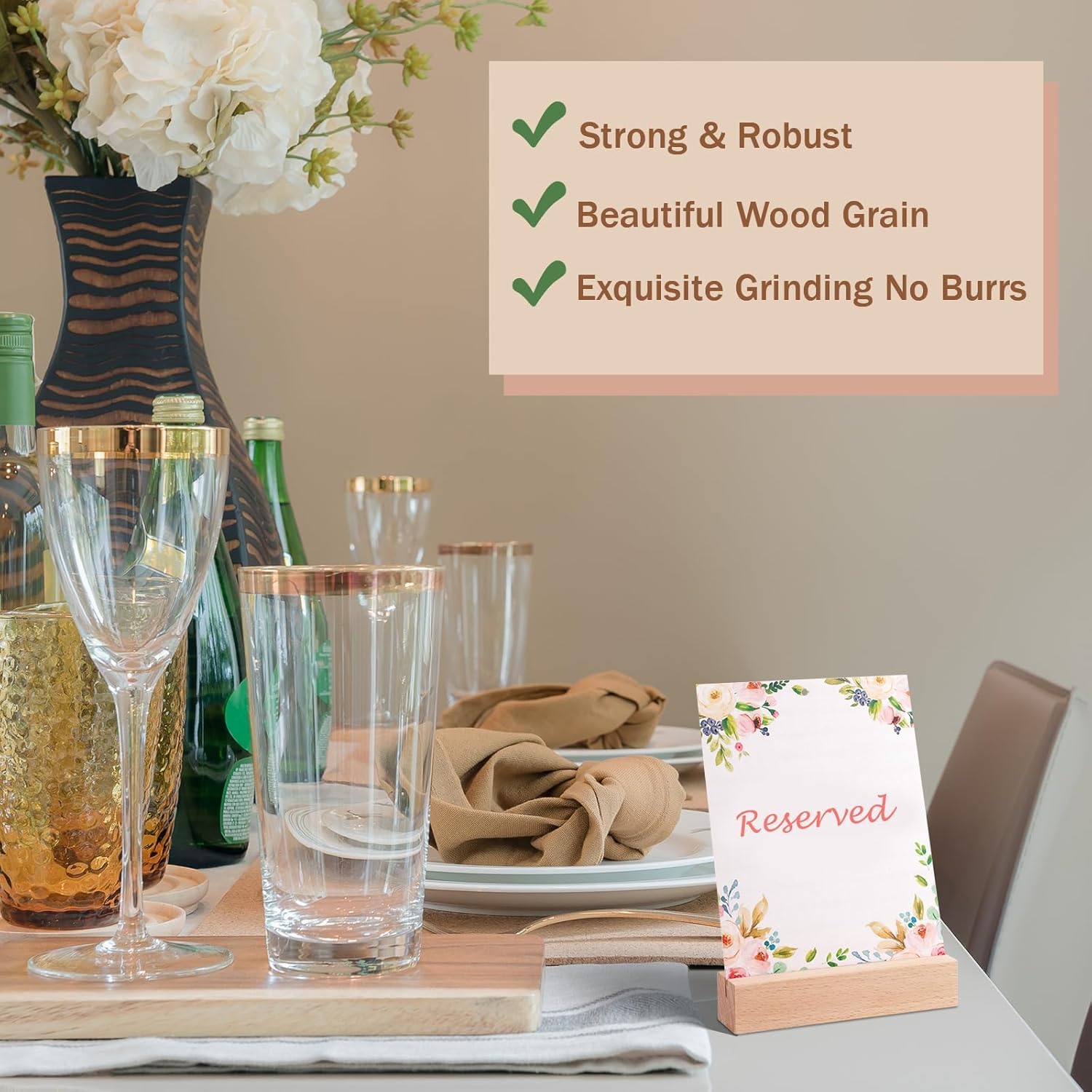 Farnirvana 10 Pezzi portacarte in legno, segnaposto in legno di faggio, Porta Menu da Tavolo, Portacarte di Posizione, per Ristoranti Matrimoni Banchetti Feste Celebrazioni