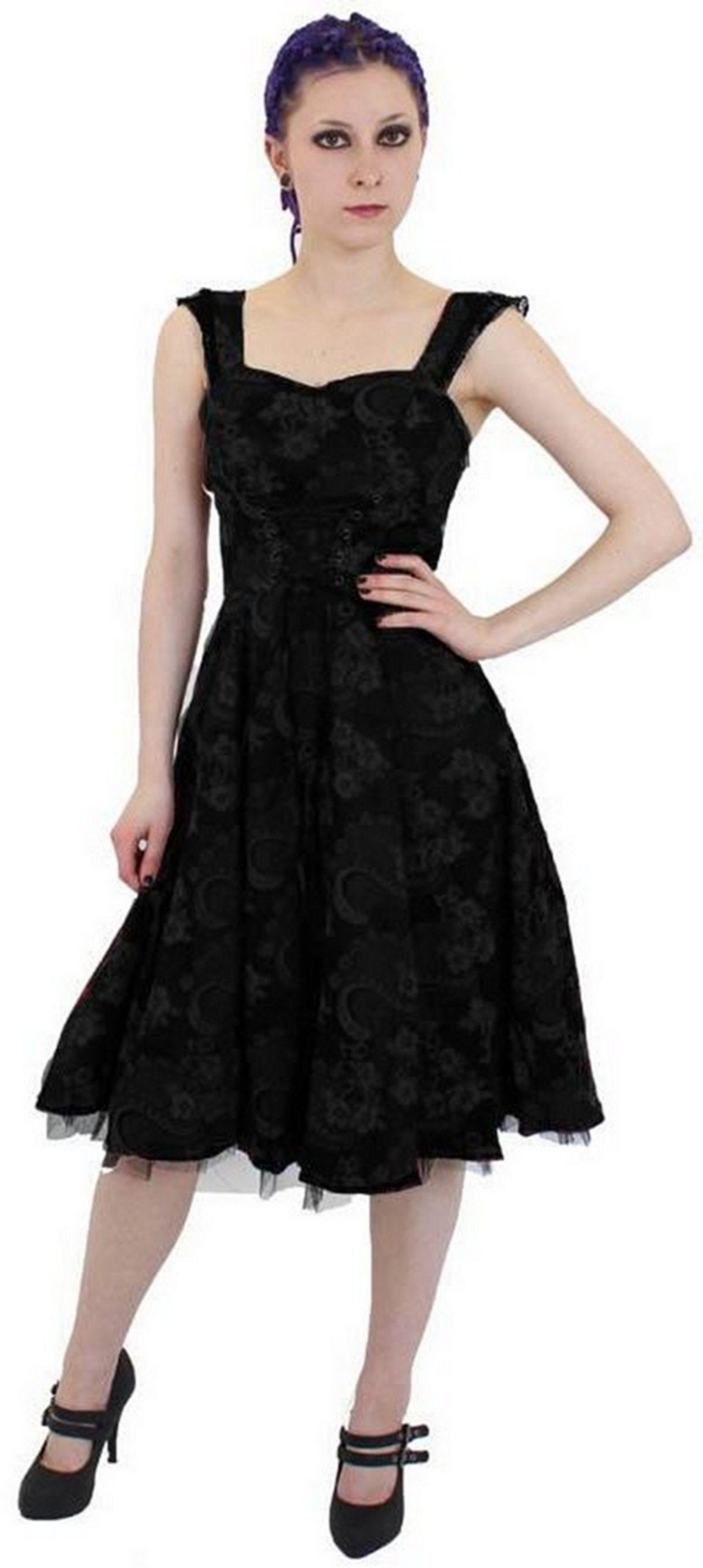 Altissimo Women's Gothic Steampunk Rockabilly Floral Brocade Dress Sizes 6 - 16