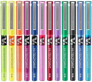 Pilot Hi-Tecpoint V5 Multicolour Set Roller Ball Pen (Pack of 12, Blue, Black, Red, Green, Orange, Yellow, Pink, Violet, L Price In India