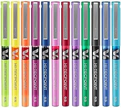 Pilot Hi-Tecpoint V5 Multicolour Set Roller Ball Pen (Pack of 12, Blue, Black, Red, Green, Orange, Yellow, Pink, Violet, Light Blue, Dark Red, Blue-Black, Lime Green)