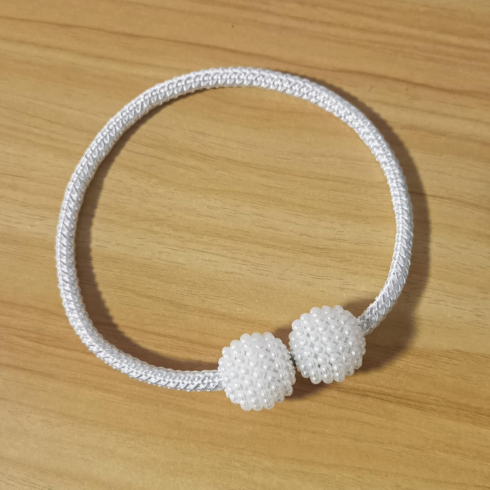 4 Fermatenda Regolabili Con Perle - Corda Moderna Con Perle Finte, Accessori Per Tende Da Casa, Hotel O Ufficio - 2
