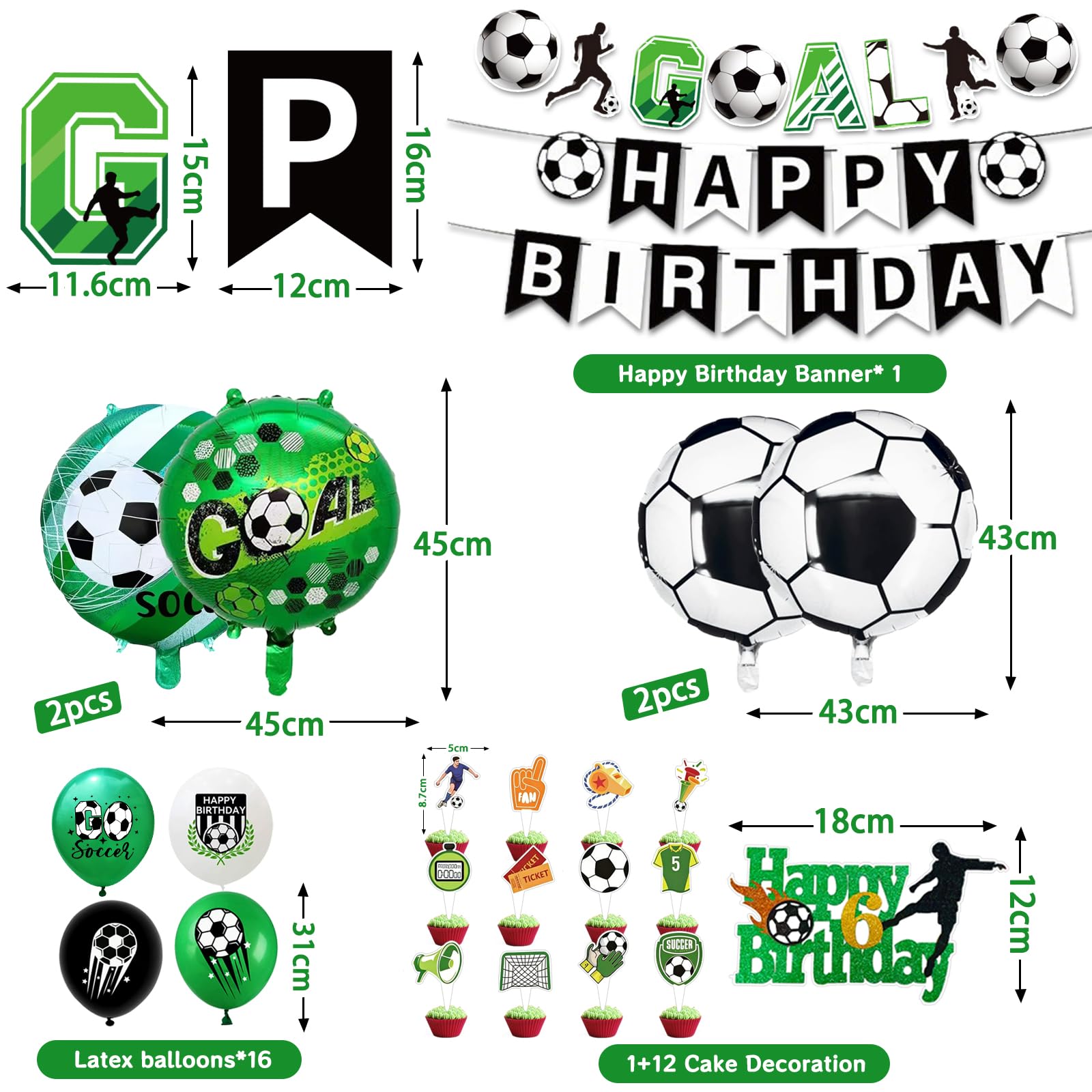2026 nouveau Anniversaire Foot, Decoration Anniversaire Garcon 6 Ans, Ballons Football Debout, Ballon Anniversaire Foot, Decoration Anniversaire Football, Déco Gâteau Age (Party Deco 6 Ans Garcon) - 4