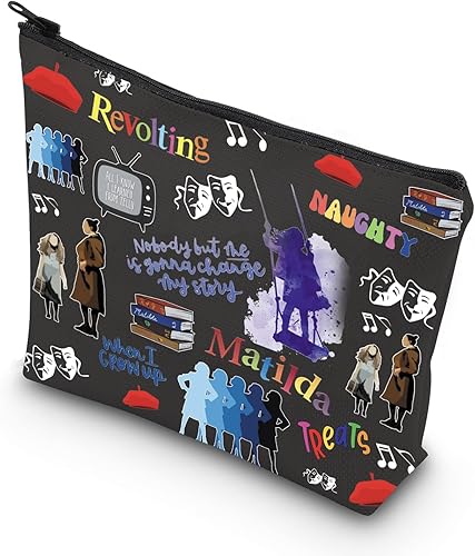 TSOTMO Televisión Regalo Comedia Tragedia Máscara Teatro Drama Bolsa Regalos Actriz Bolsa Cremallera Bolsa Amante Musical, Beige, Blk-matilda