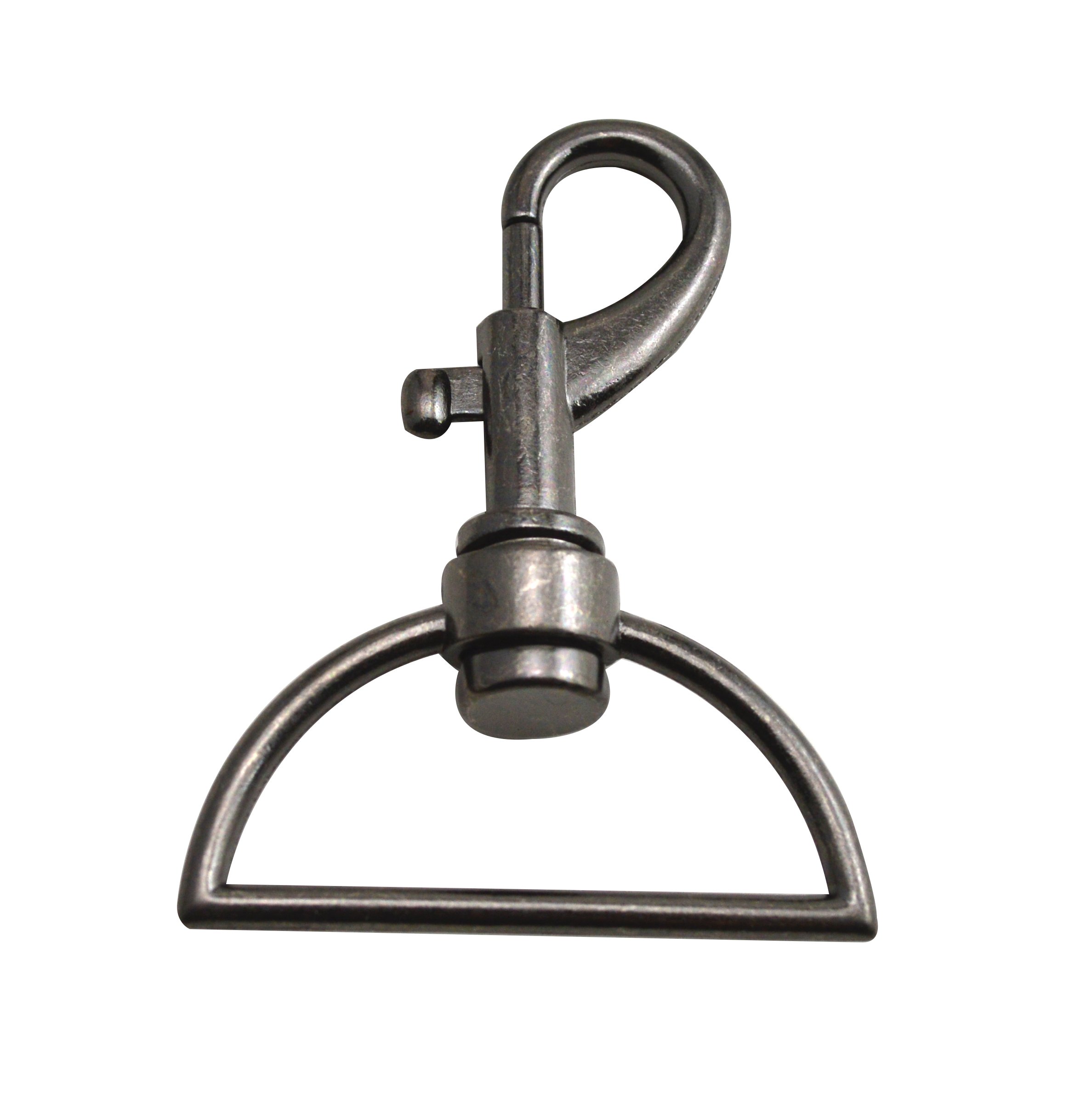 Tianbang Gun Black 1.5" Inside Diameter D Ring Lobster Clasp Claw Swivel Eye Lobster Snap Clasp Hook for Strap Pack of 6