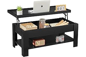 VECELO Modern Black Lift Top Coffee Table