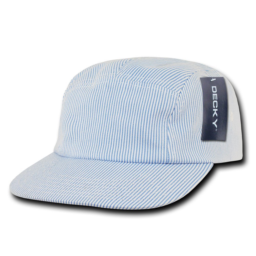 DECKYSeersucker 5 Panel Racer Cap, Blue