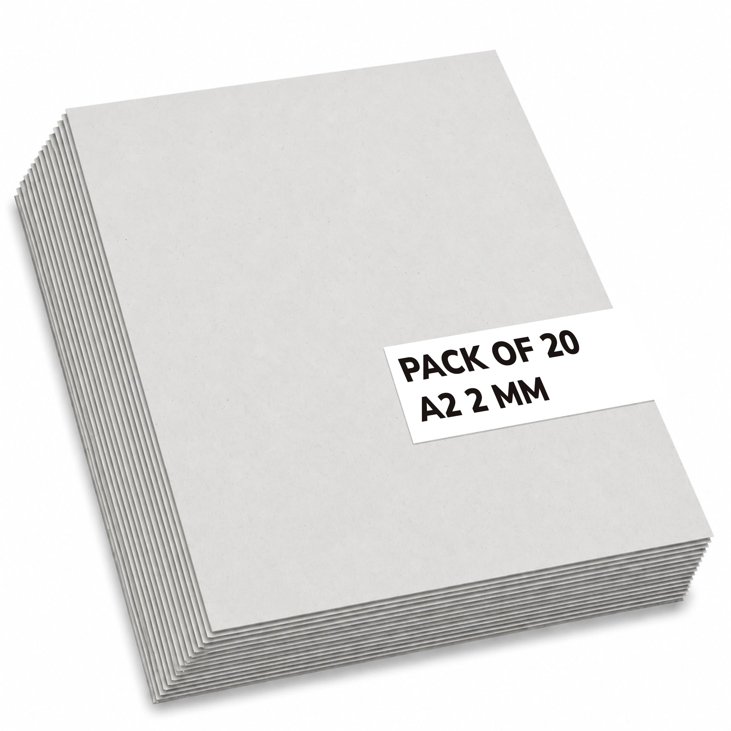 Papercutz Greyboard A2 Sheets for Craft (2 MM) (20 Sheets), Bookbinding, Modelling, Mounting Art Prints & Photographs, Durable, 100% Recycled Thick Backing Cardboard