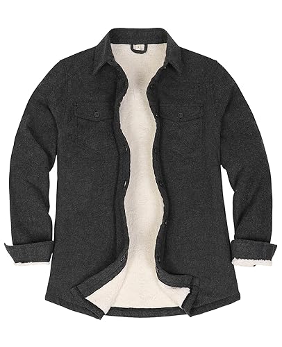ThCreasa Womens Sherpa Lined Flannel Jacket with Hand Pockets, Plaid