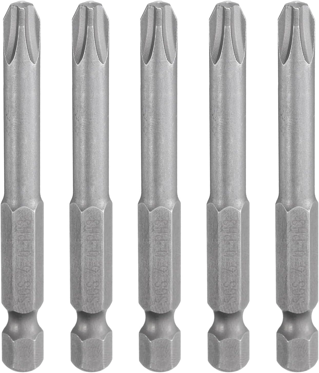 HARFINGTON 5個 #3 プラスドライバービット PH3 1/4インチ 六角シャンク 2.56インチ (65mm)