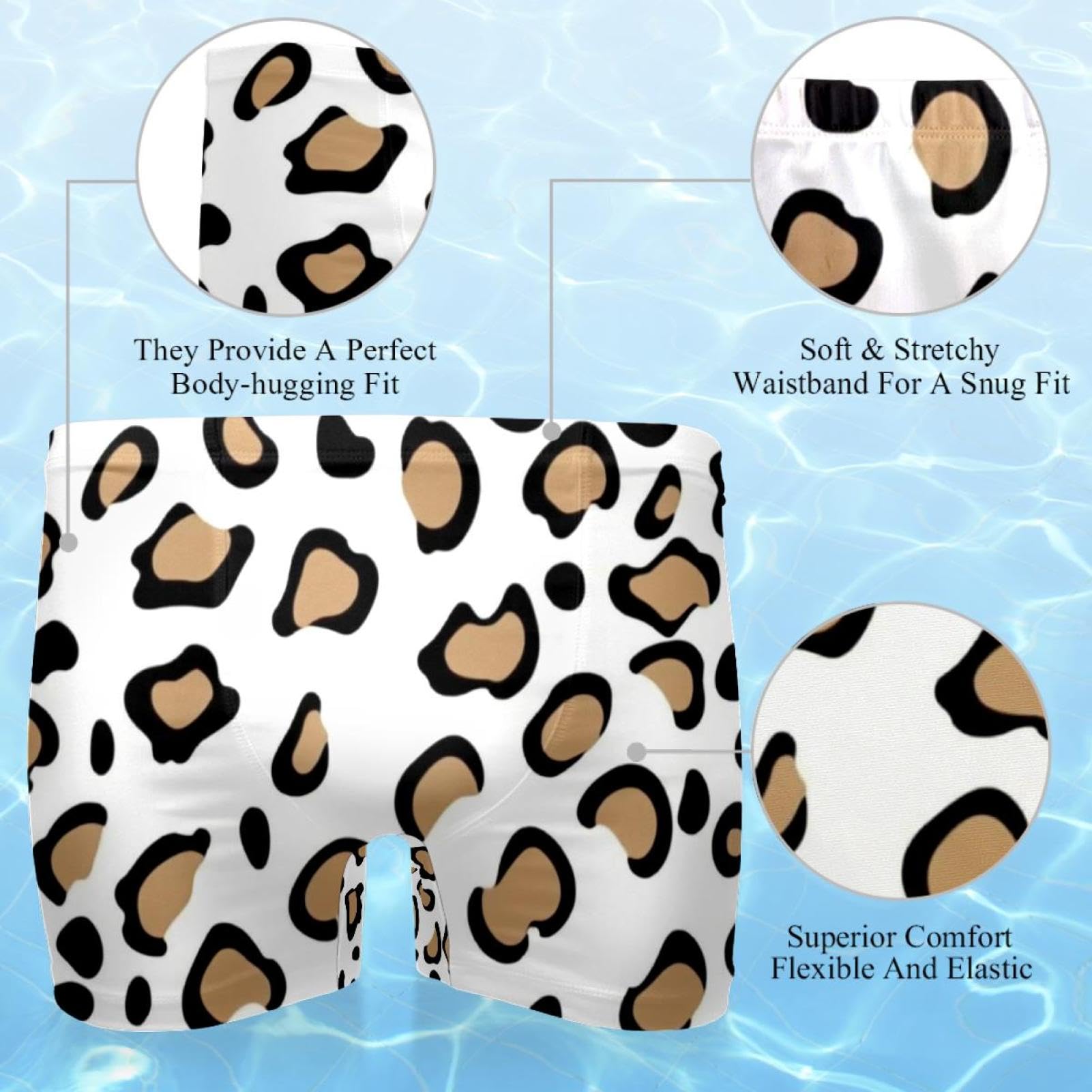 Mens Aesthetic Leopard Print-2610 Jammer Swimsuit Elastic Waistband Short Boxer Swimsuit Board Shorts, XXL,