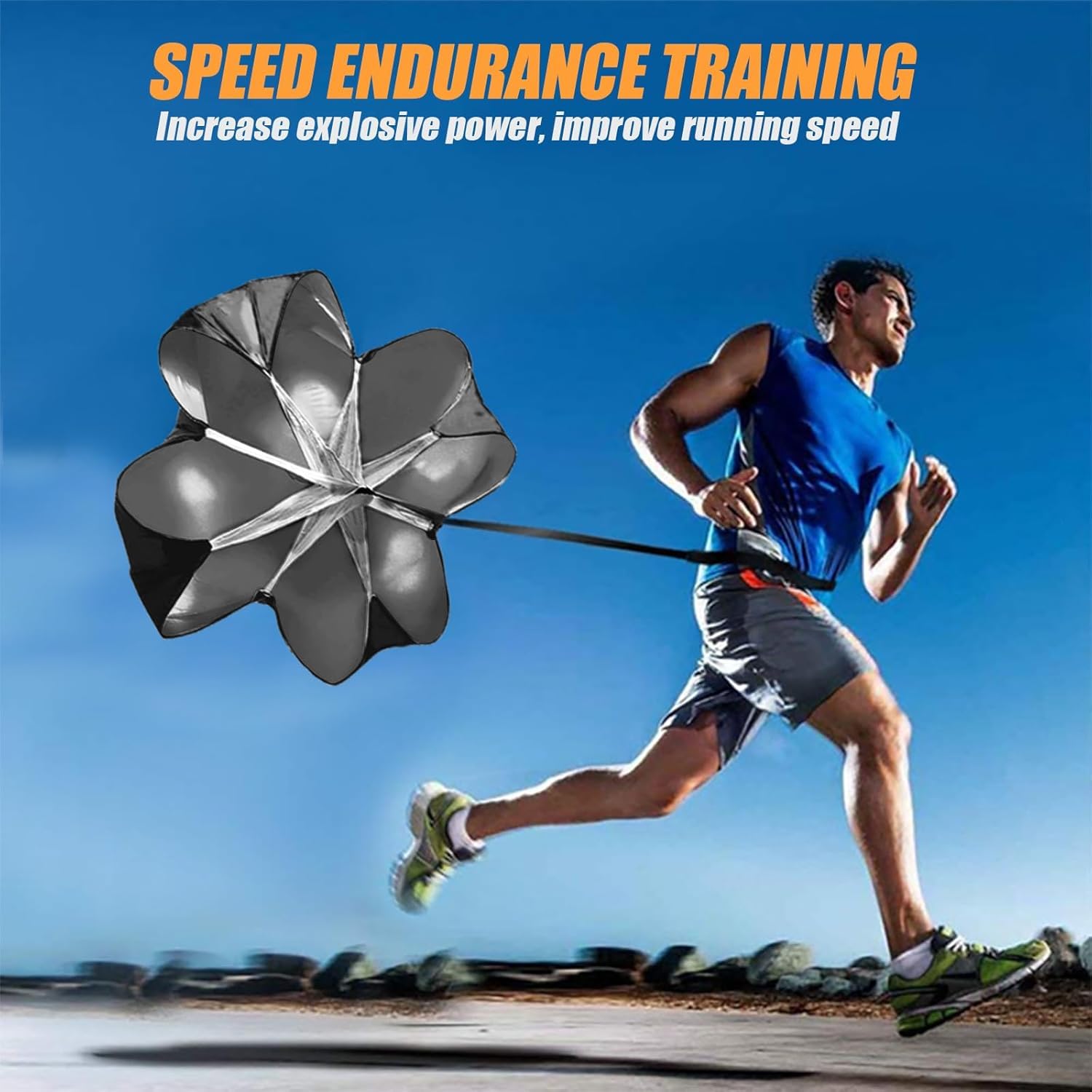 Paracadute da 56 pollici, paracadute da calcio, paracadute, protezione di resistenza, accessorio per l'allenamento della velocità per sport di sprint come corsa, calcio e rugby