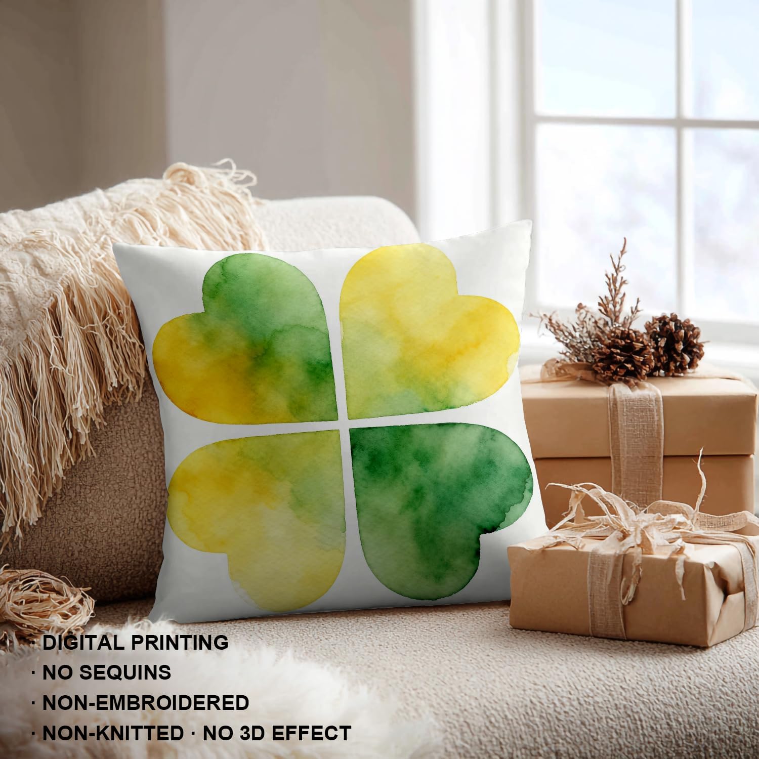 Shrahala Green White Blush Decorative Pillow Covers, Chartreuse and White Geometric Pattern Cushion Case for Sofa Bedroom Car Throw Pillow Covers Cushion Cover Square 20 x 20 inches Green 02, Set of 2