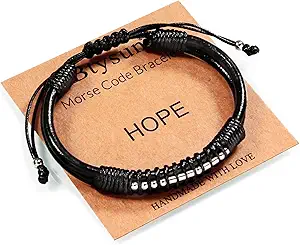 Inspirational Gifts for Men Morse Code Bracelets Mens Bracelets Graduation Gifts for Him Fathers Day Adjustable Leather Bracelet Motivational Birthday Annivesary Jewelry Stocking Stuffers for Men