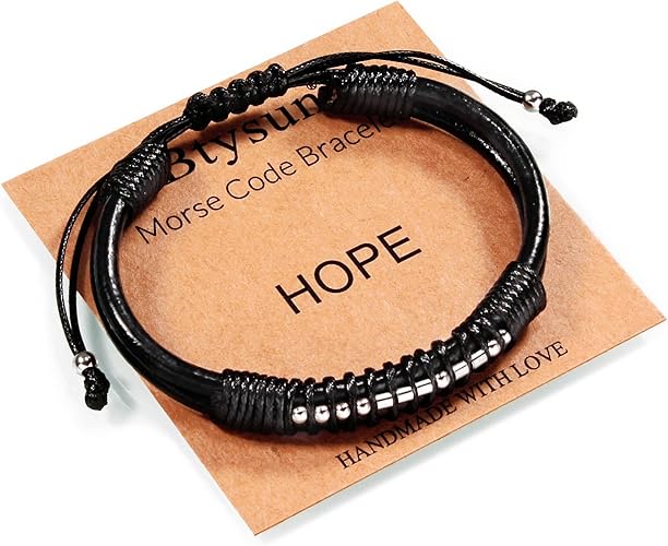 Inspirational Gifts for Men Morse Code Bracelets Mens Bracelets Graduation Gifts for Him Fathers Day Adjustable Leather Bracelet Motivational Birthday Annivesary Jewelry Stocking Stuffers for Men