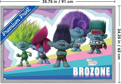 Miniatura 9 de Trends International Trolls Band Together - Póster de pared de brozone, 14.72 x 22.37 pulgadas, versión enmarcada en plata