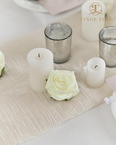 Miniatura 7 de TINGE TIME 25 rosas artificiales para decoración, flores falsas marfil de aspecto real con tallo para ramos de boda, centros de mesa, despedidas de