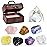Crystals and Healing Stones, 21 Pcs Healing Crystals Set, 7 Chakra Crystal Stones Set Real Natural Raw Selenite Pyramid Reiki Energy Meditation Chakra Kit with Wooden Box, Crystal Gifts Set for Women