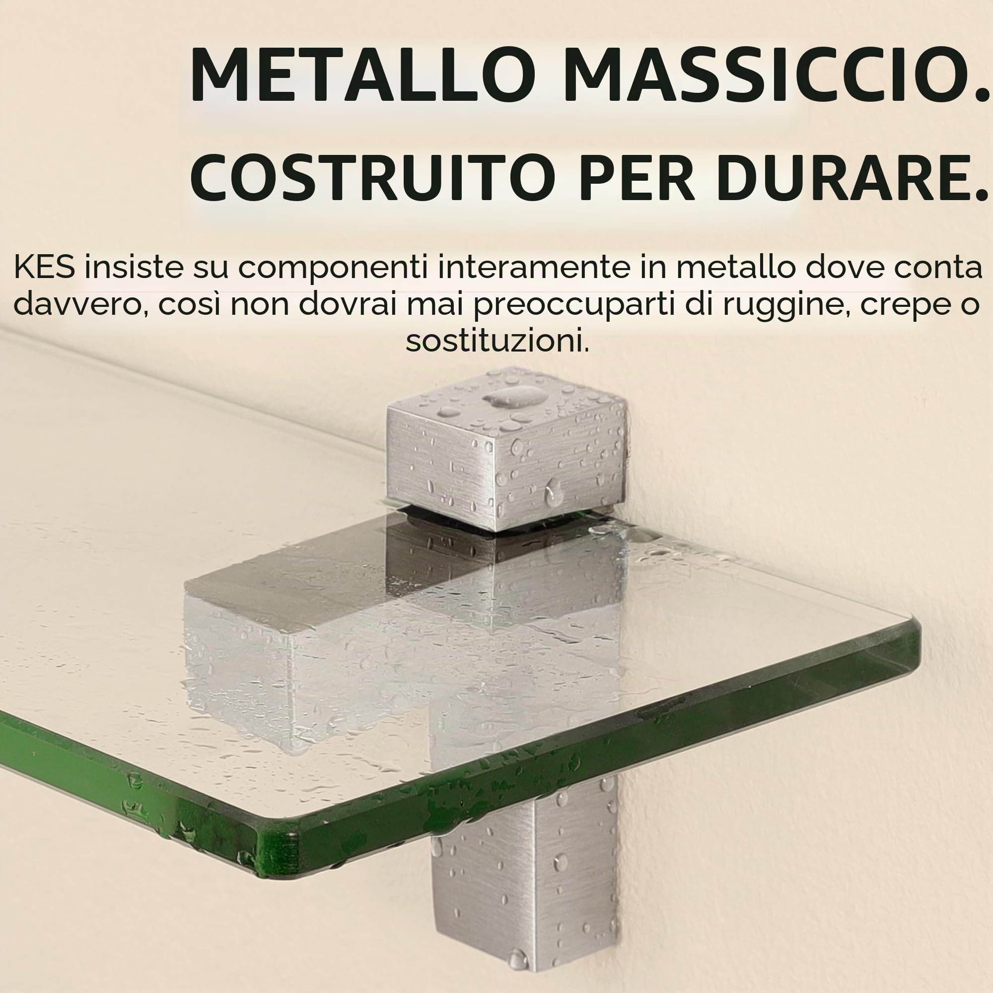 KES Mensole Bagno, Vetro Temperato Spesso 8 MM con Supporto Cromato Lucido 60 cm, 2 Confezioni, BGS3201S60-P2-KES