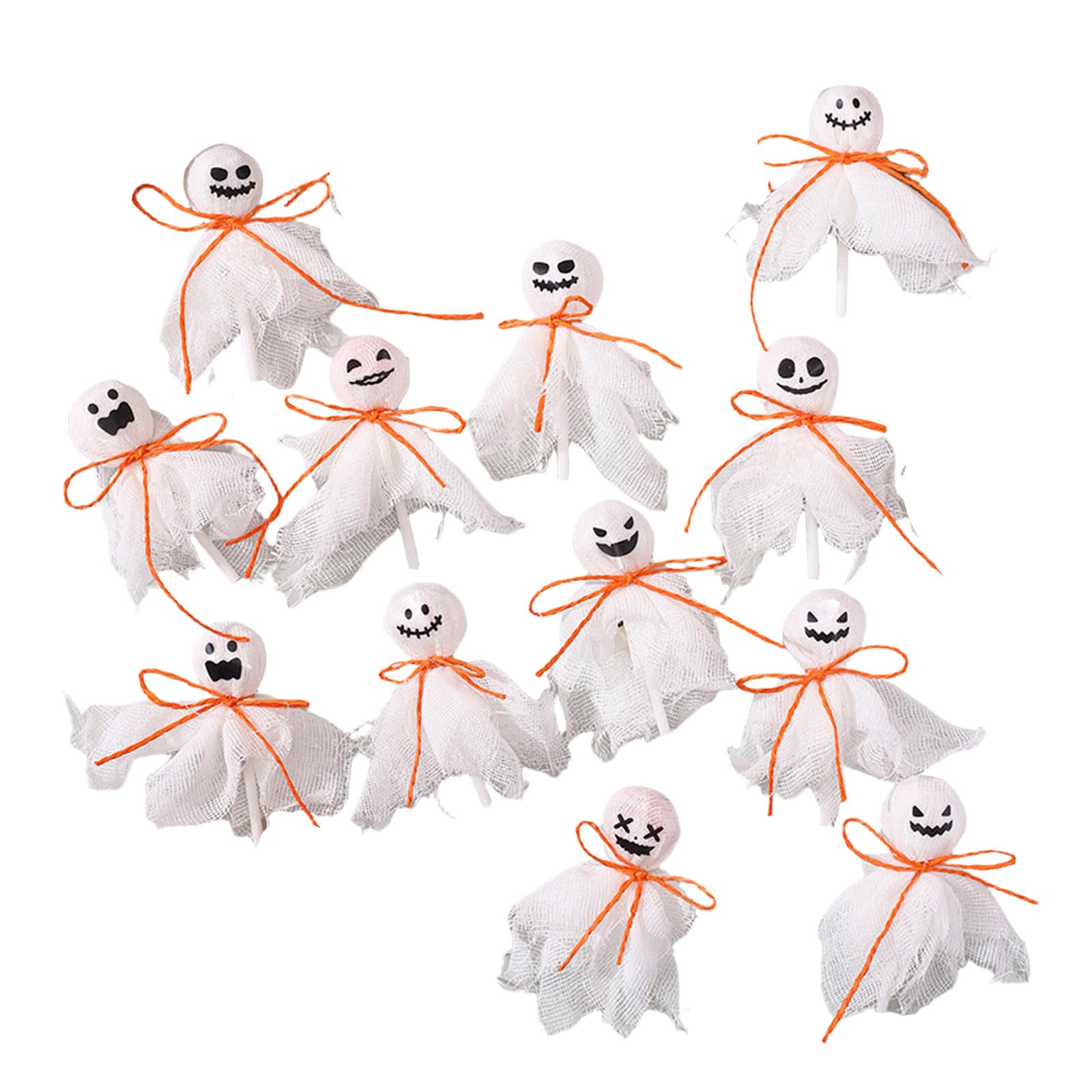 12Pcs Halloween Candy Decor Kit – DIY Spooky Treat &amp; Party Decor All-in-One Set with Gauze, Stickers, Fits All Candies, for Parties &amp; Porches White
