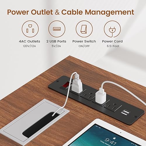 Miniatura 8 de SEDETA Escritorio ejecutivo de 71 pulgadas con archivador rodante, escritorio de oficina grande con cajones, escritorio para computadora en forma de