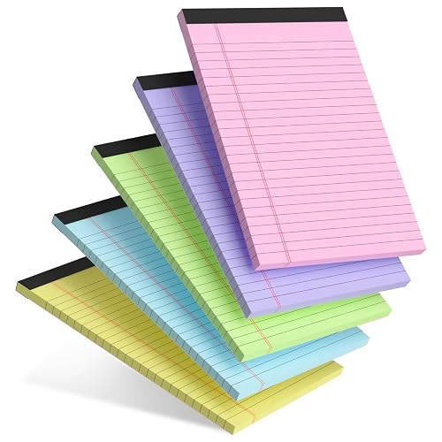 AILZFEI 5pcs Colored Note Pads 5x8 College Ruled Small Legal