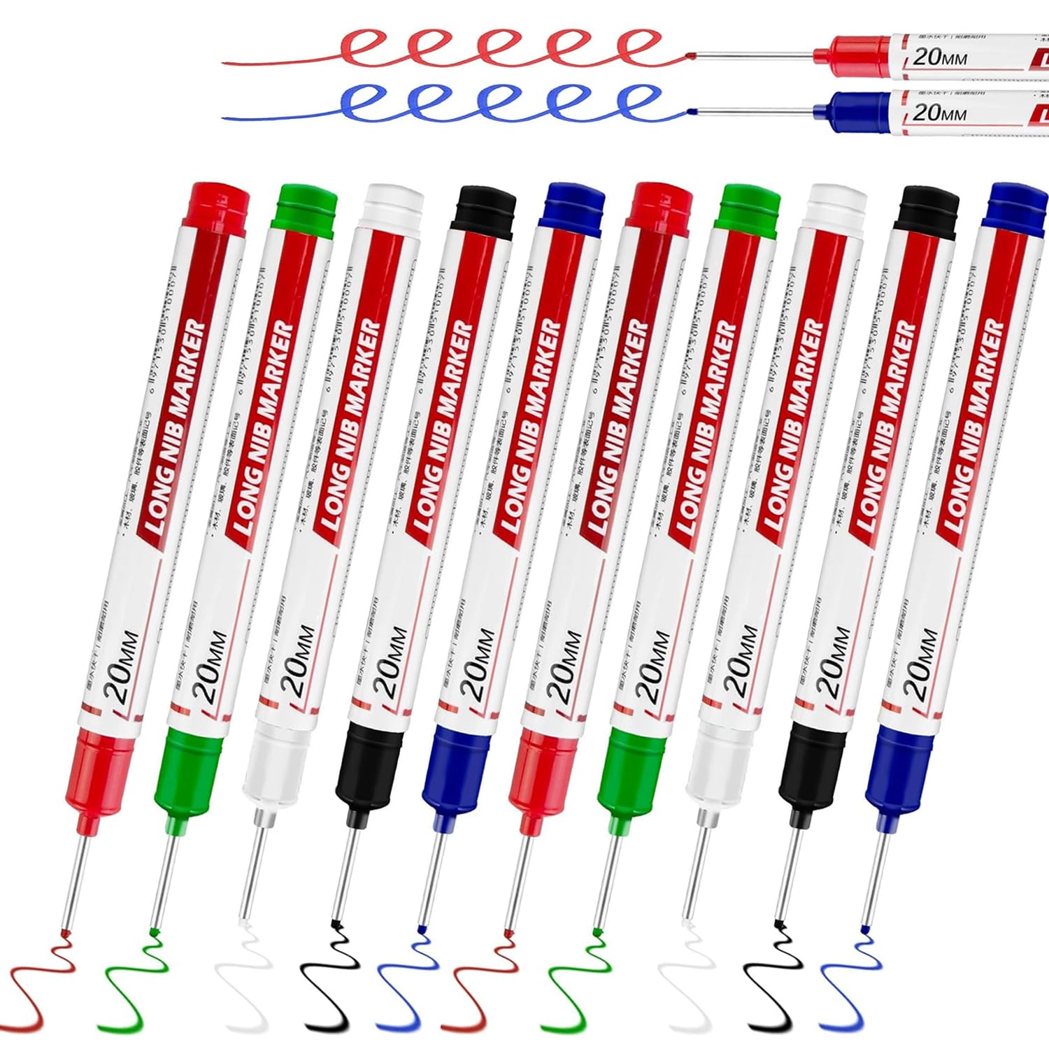 Deep Hole Markers - 10 Pack Colorful Carpenter Pens -1 Deep Hole Markers - 10 Pack Colorful Carpenter Pens -1