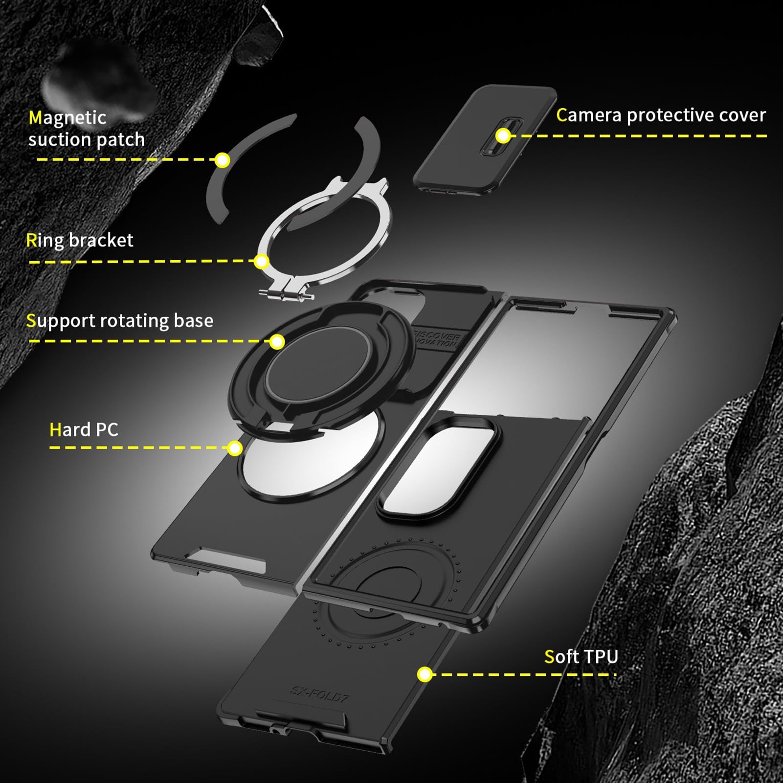 Custodia Cool Per Samsung Galaxy Z Fold 8 Ultra, Anello Militare PC TPU