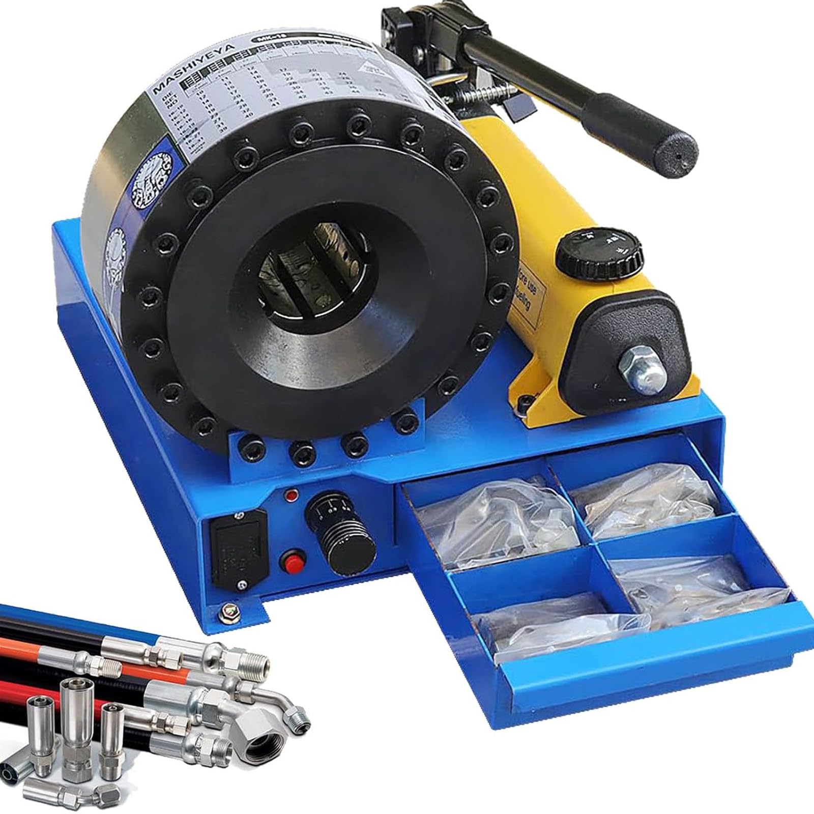 Hydraulischer Schlauch-Crimper. Tragbare Schlauchpresse mit 7 Matrizensätzen. Crimpbereich 6–25 mm