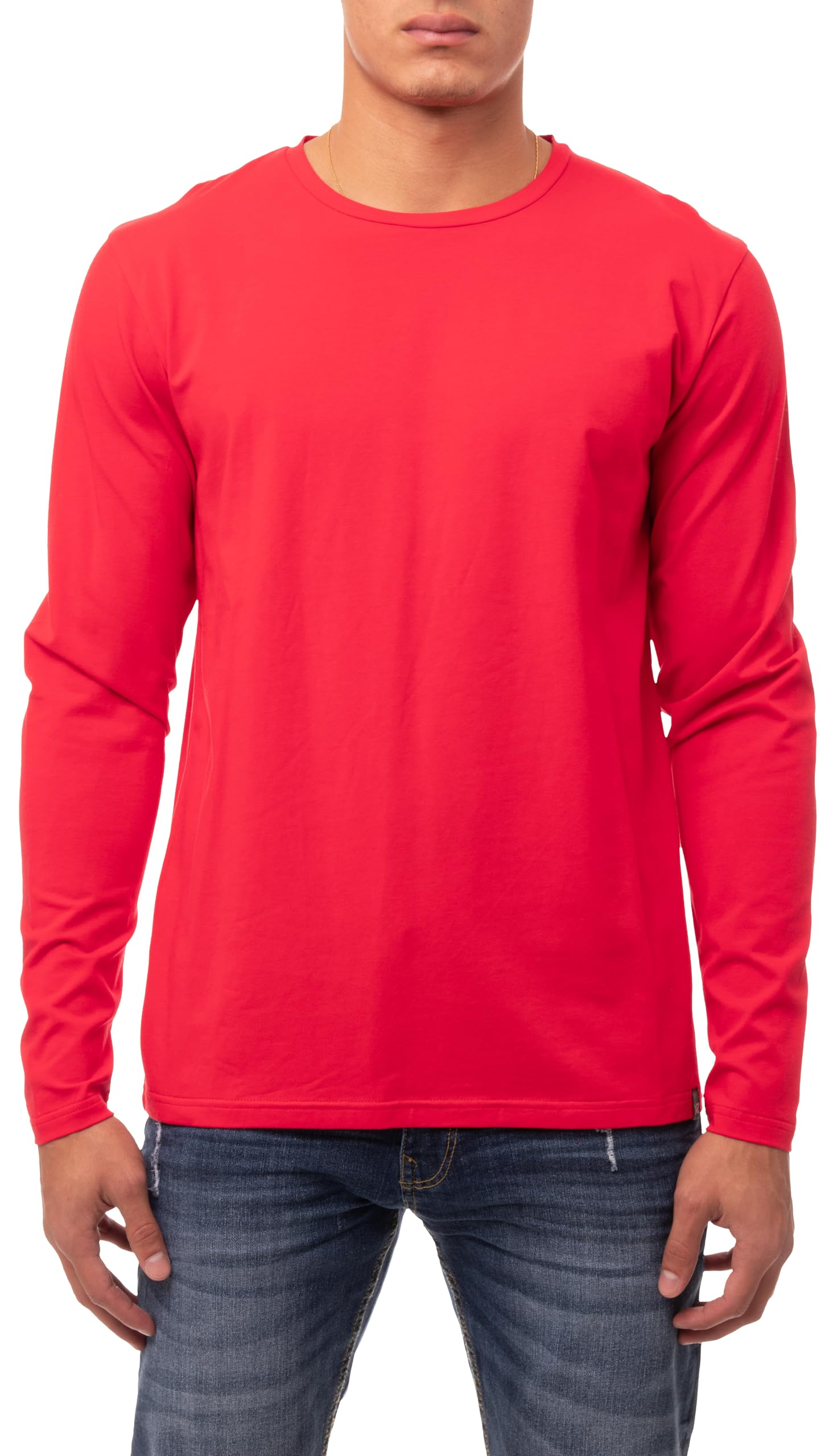 X RAY Men's Crewneck & Hooded Long Sleeve T-Shirt, 95% Cotton Stretch Slim Fit Basic Shirt for Men