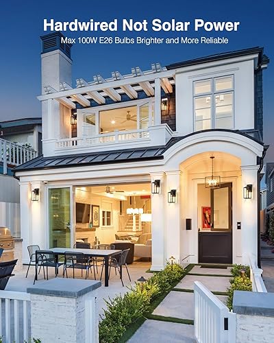 Miniatura 8 de VIANIS Paquete de 2 luces de porche para exteriores, apliques de pared al aire libre, faroles negros impermeables para porche delantero, luces de