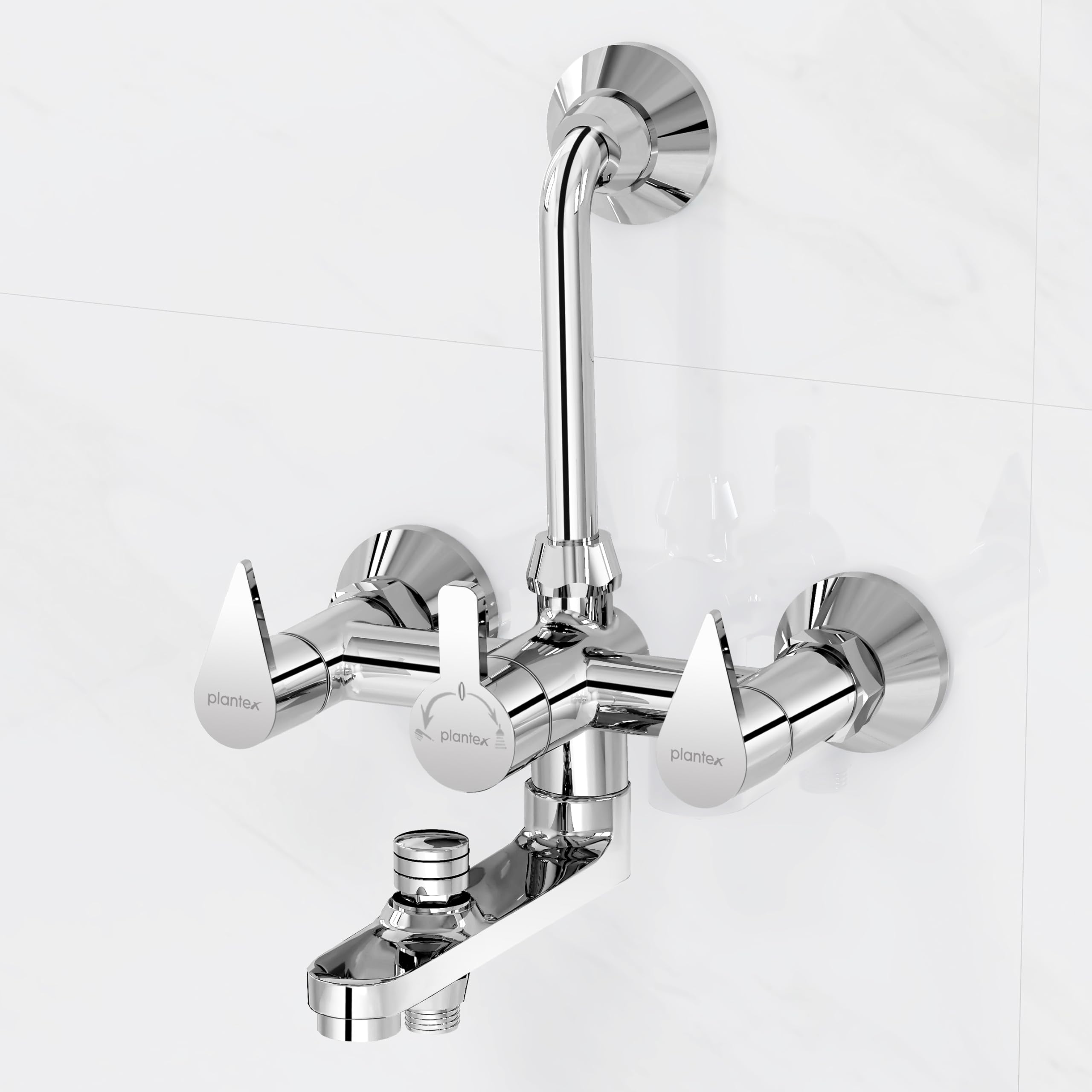 Plantex Pure Brass PAC-1819 3 in 1 Wall Mixer with Bend for Arrangement of Overhead and Telephonic Shower for Bathroom with Brass Wall Flange & Teflon Tape (Mirror-Chrome Finish) (B093GKX55K) Amazon Price History, Amazon Price Tracker
