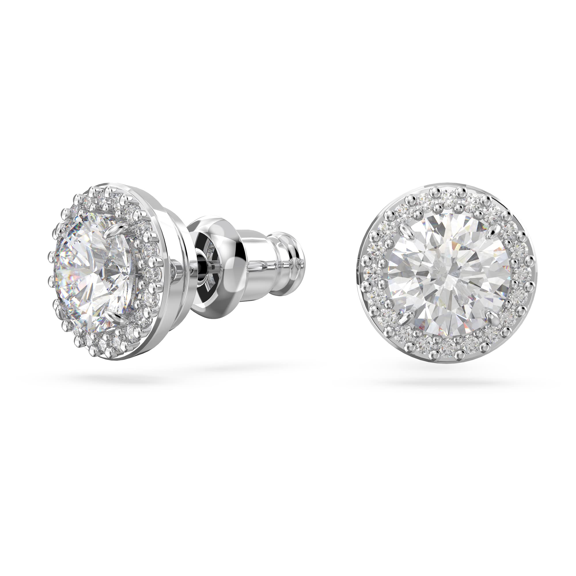 Swarovski Orecchini a lobo Constella, Taglio tondo, Pavé, Bianchi, Placcato rodio