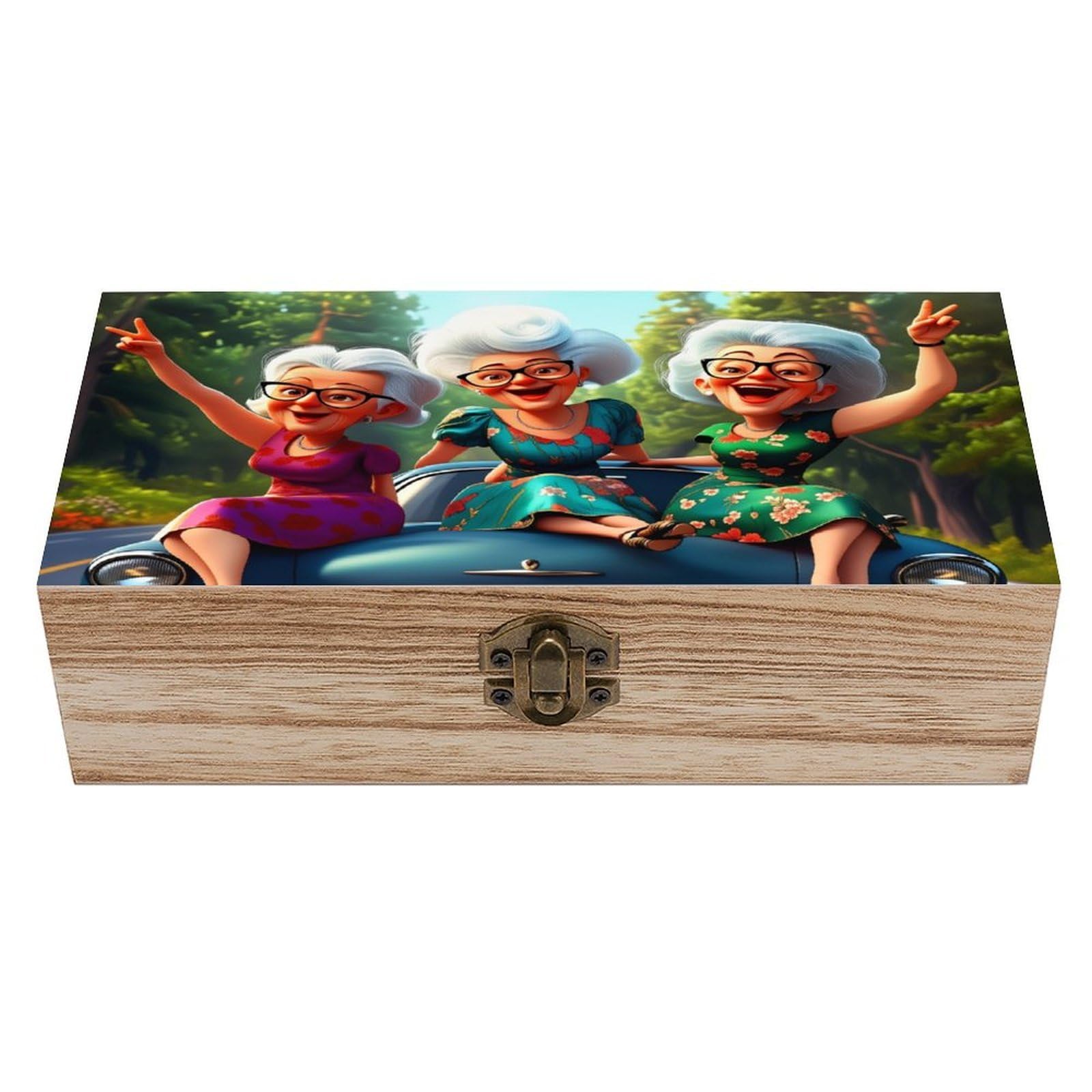 asbwuo Happy Granny Vintage Wooden Keepsake Box