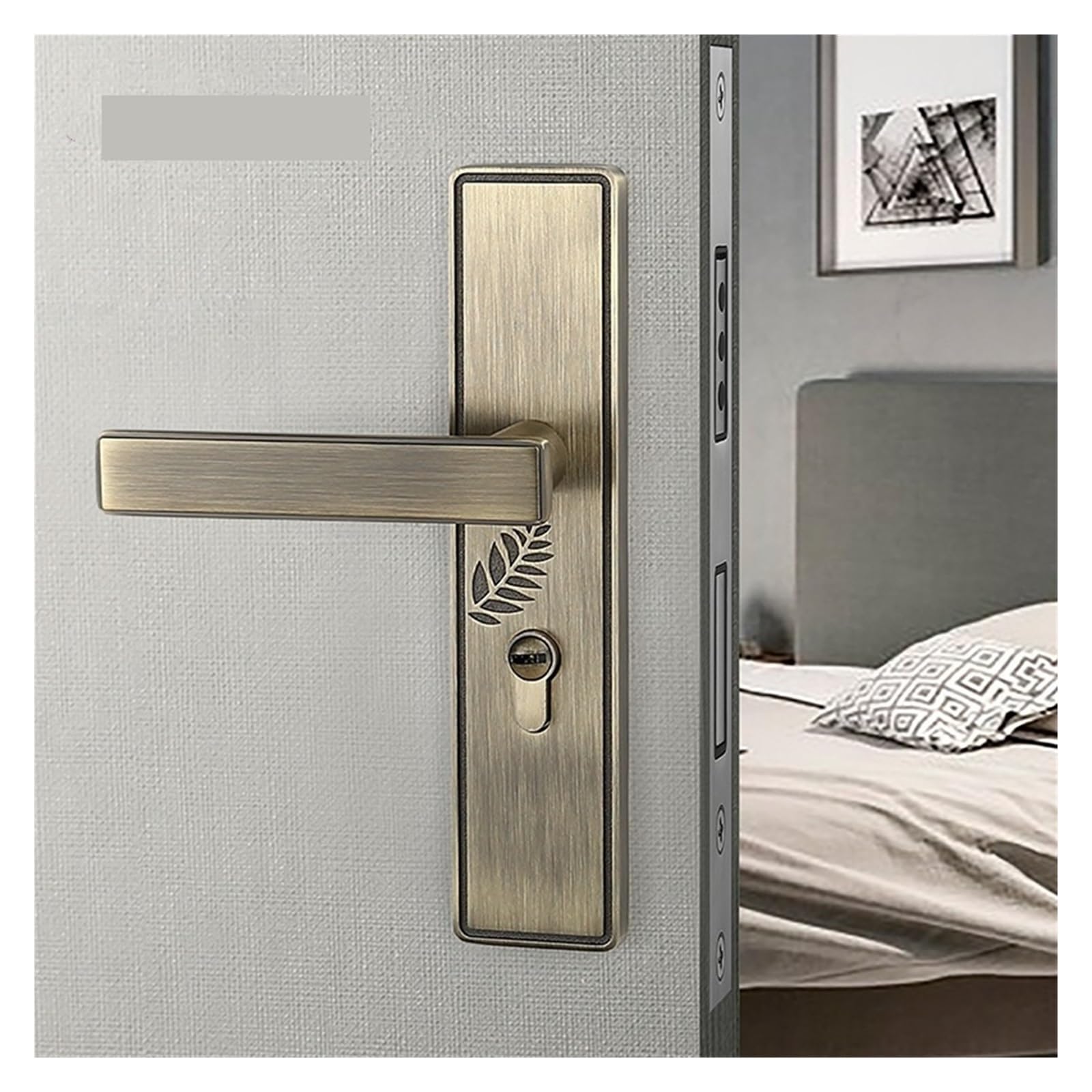 Serrure de porte magnétique en bois bronze style chinois