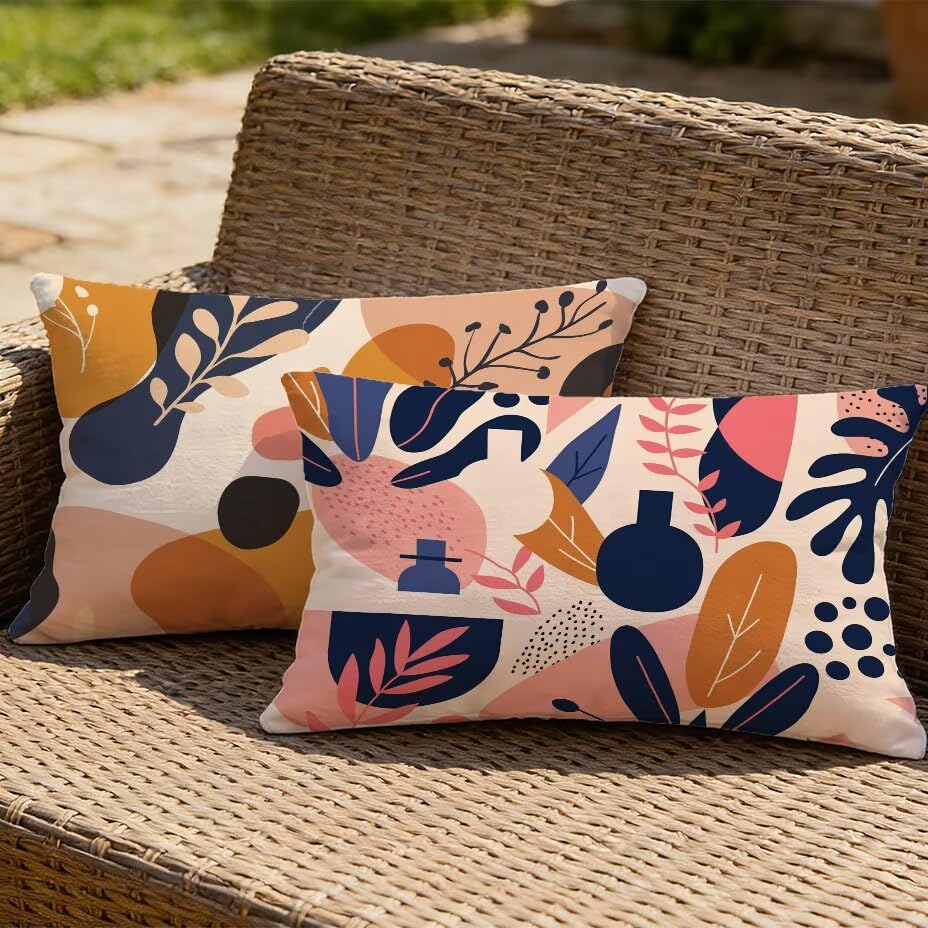 Housse de coussin de jardin 60x80 effet lin haut de gamme et imperméable pour patio