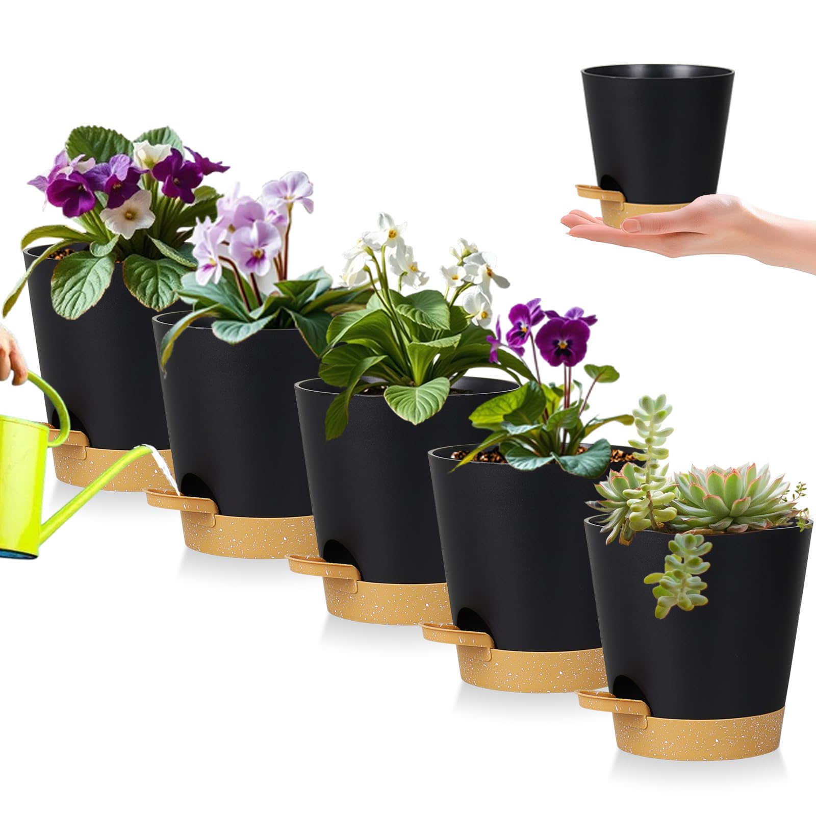 zople 5-Pack 5-Inch Self-Watering African Violet Pots