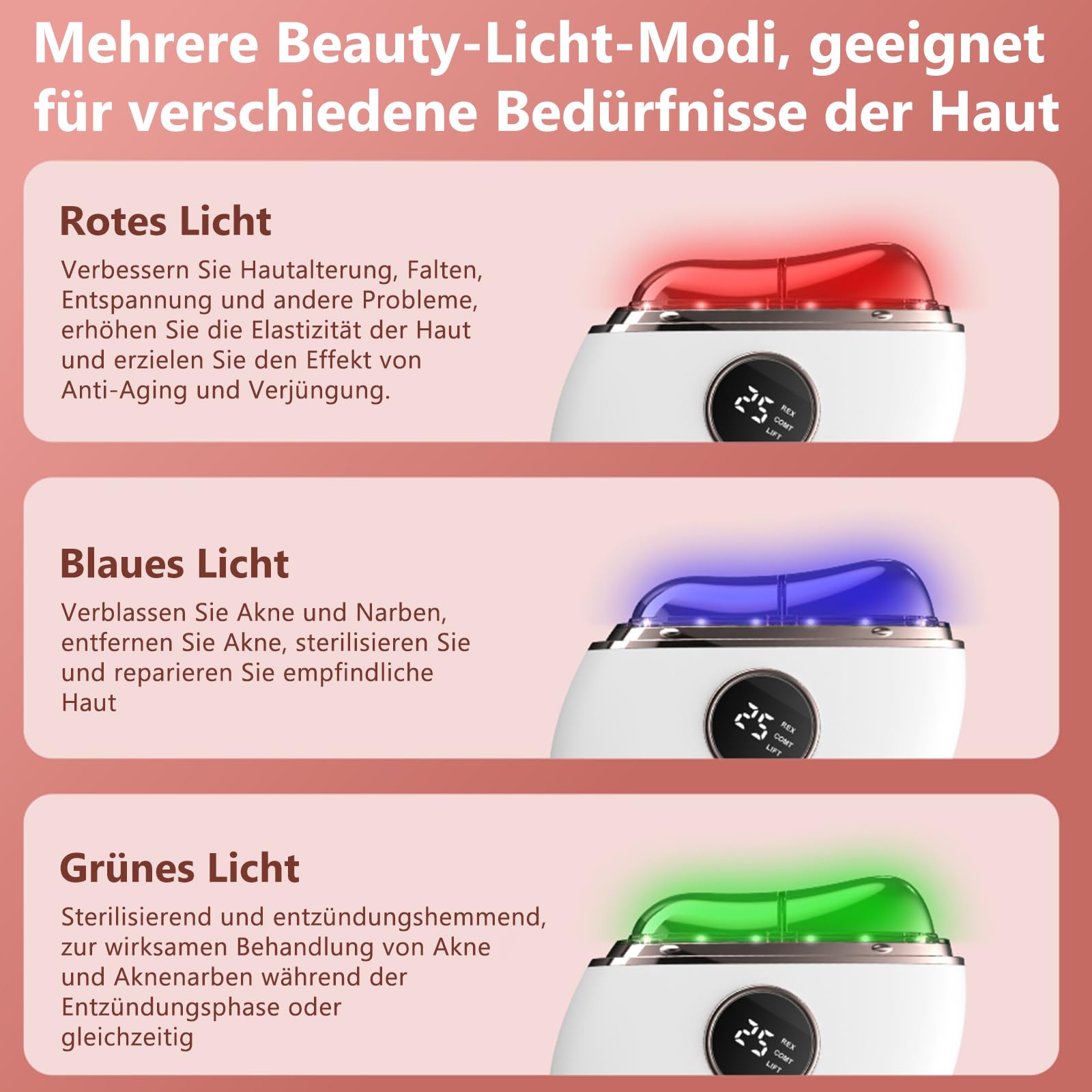 EMS Gua Sha Elektrisch, Gesichtsmassagegerät mit Wärme & Vibration & LED Blau/Grün/Rot Farbe Licht Therapie, 5 Modi Face Massager Gerät Gegen Für Gesicht Hals Anti Falten, Anti Aging, Face Lifting