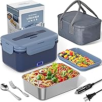 Vista 12 de Lonchera eléctrica con calentador de alimentos - 3 en 1 portátil a prueba de fugas para automóvil/hogar/adultos con recipiente extraíble de acero