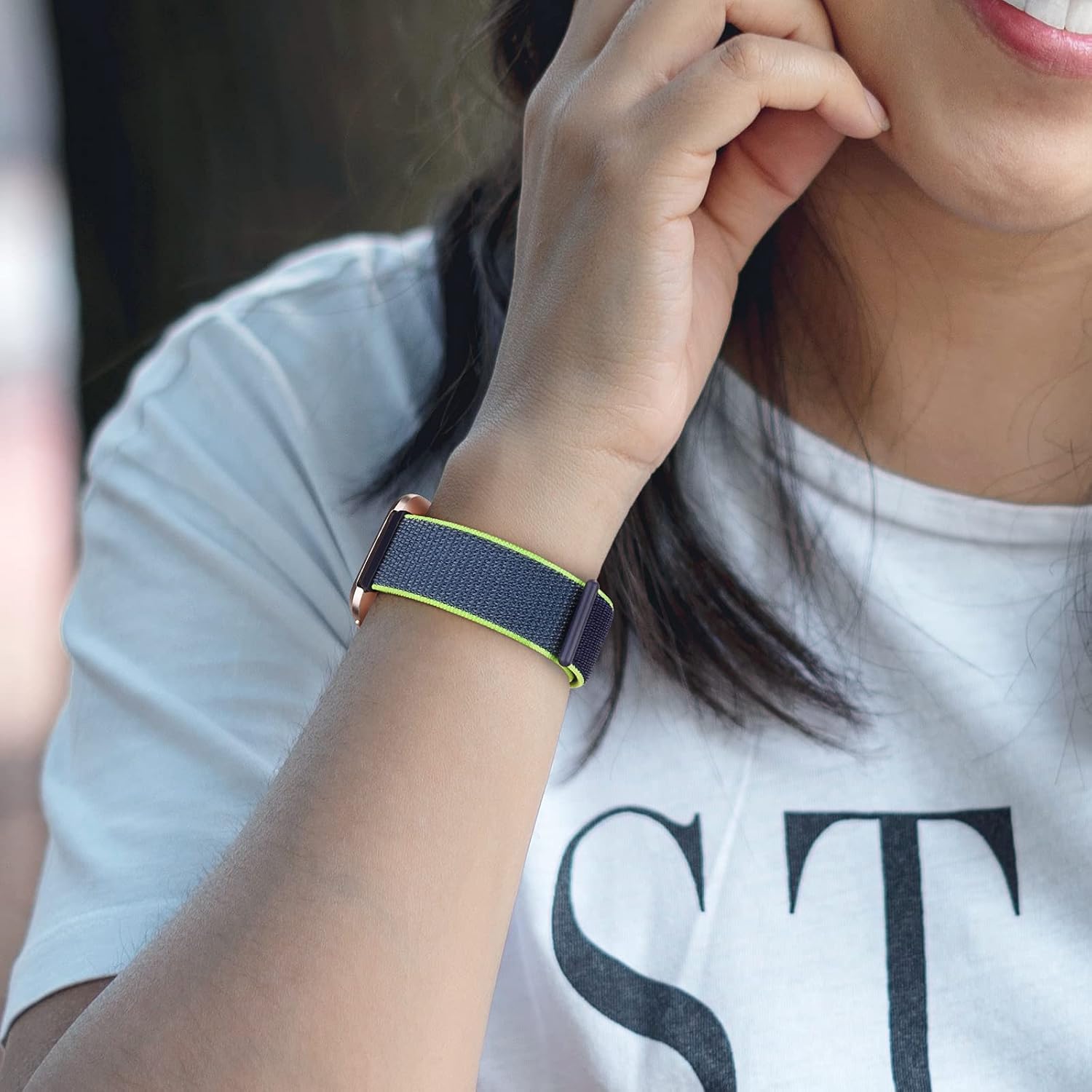 3 Pack Nylon Bands Compatible with Fitbit Versa 2 / Fitbit Versa/Versa Lite/Versa SE, Soft Breathable Sport Replacement Wristbands for Fitbit Versa Smart Watch (Pure Black/Midnight Blue/Neon Lime) : Electronics