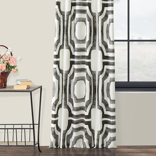 Miniatura 6 de HPD Half Price Drapes PRTW-D23A-96 - Cortinas de algodón impresas para sala de estar, 50 x 96 pulgadas (1 panel), acero meca